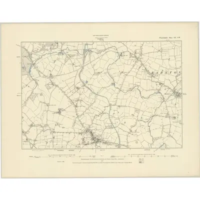 1886 Map of Warwickshire XX.SW, 1887 Print