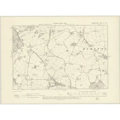1902 Map of Warwickshire XX.SW, 1905 Print