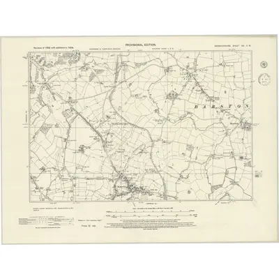 1938 Map of Warwickshire XX.SW, 1945 Print