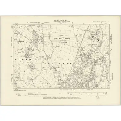1902 Map of Warwickshire XXI.NE, 1906 Print