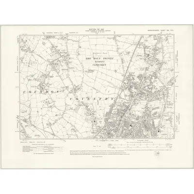 1912 Map of Warwickshire XXI.NE, 1915 Print