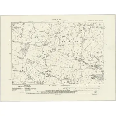 1923 Map of Warwickshire XXI.NW, 1926 Print