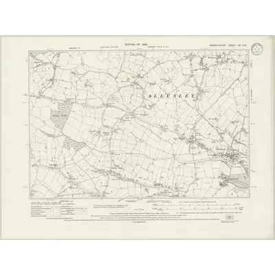 1923 Map of Warwickshire XXI.NW, 1933 Print