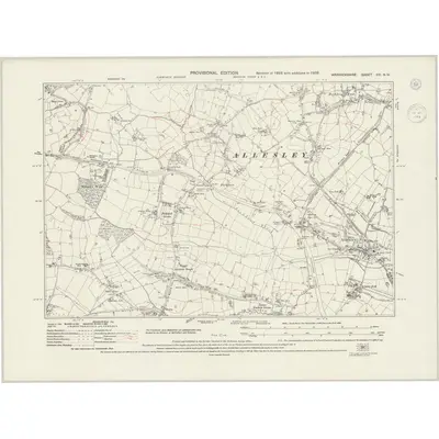 1938 Map of Warwickshire XXI.NW, 1944 Print