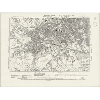1938 Map of Warwickshire XXI.SE, 1944 Print
