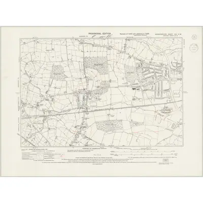 1938 Map of Warwickshire XXI.SW, 1944 Print
