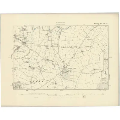 1886 Map of Warwickshire XXII.NW, 1887 Print