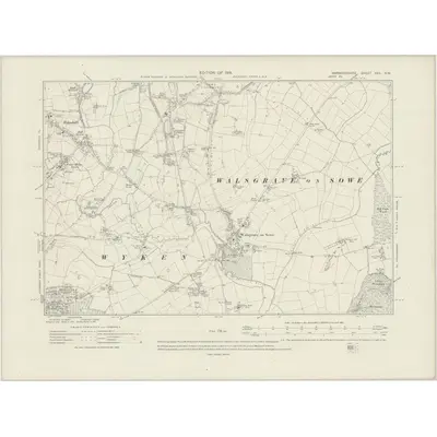 1912 Map of Warwickshire XXII.NW, 1919 Print