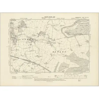 1903 Map of Warwickshire XXII.SW, 1906 Print
