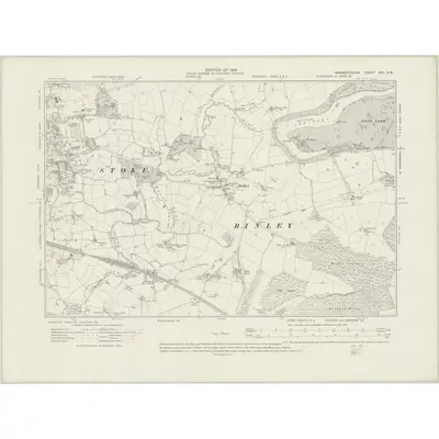 1912 Map of Warwickshire XXII.SW, 1919 Print