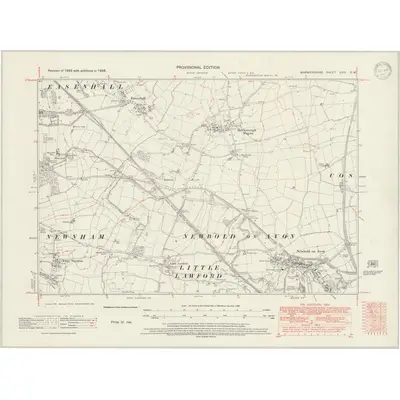 1938 Map of Warwickshire XXIII.SW, 1947 Print