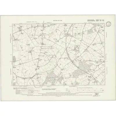 1914 Map of Warwickshire XXIV.NW, 1933 Print