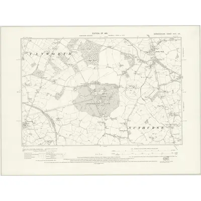 1914 Map of Warwickshire XXIV.SE, 1921 Print