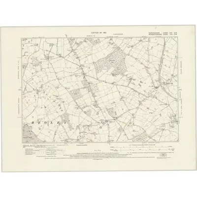 1914 Map of Warwickshire XXIV.SW, 1921 Print