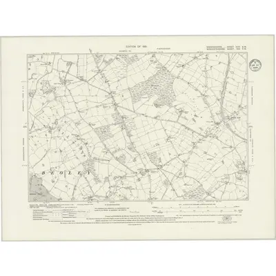 1914 Map of Warwickshire XXIV.SW, 1934 Print
