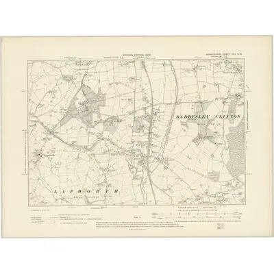 1903 Map of Warwickshire XXV.SW, 1906 Print