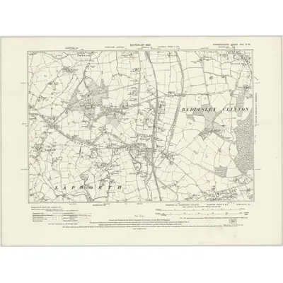 1923 Map of Warwickshire XXV.SW, 1926 Print