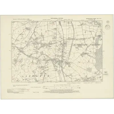 1938 Map of Warwickshire XXV.SW, 1944 Print