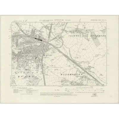 1912 Map of Warwickshire XXVIII.NE, 1922 Print