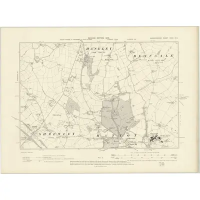 1903 Map of Warwickshire XXXII.NE, 1906 Print
