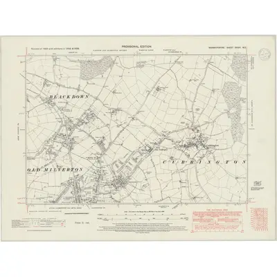 1938 Map of Warwickshire XXXIII.NE, 1947 Print