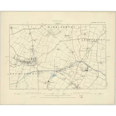 1885 Map of Warwickshire XXXIV.SE, 1886 Print