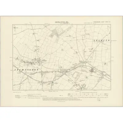 1904 Map of Warwickshire XXXIV.SE, 1906 Print