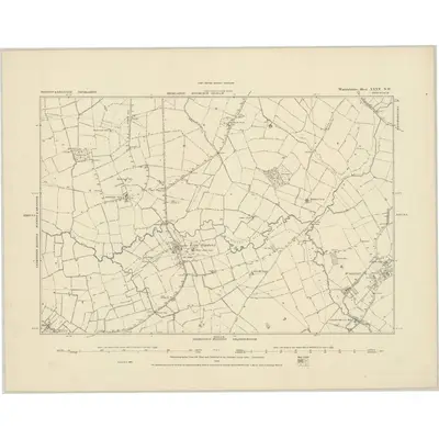 1885 Map of Warwickshire XXXV.NW, 1886 Print