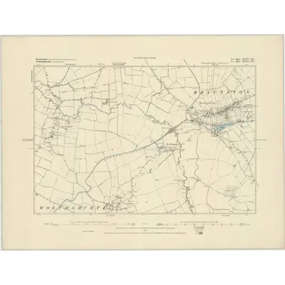 1883 Map of Warwickshire XXXV.SE, 1884 Print