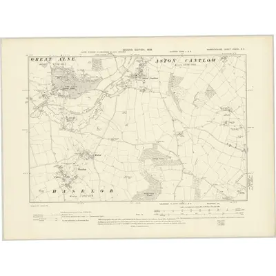 1904 Map of Warwickshire XXXVII.SE, 1906 Print