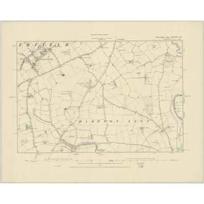 1885 Map of Warwickshire XXXVIII.SE, 1886 Print