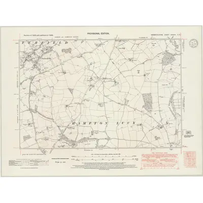 1938 Map of Warwickshire XXXVIII.SE, 1947 Print