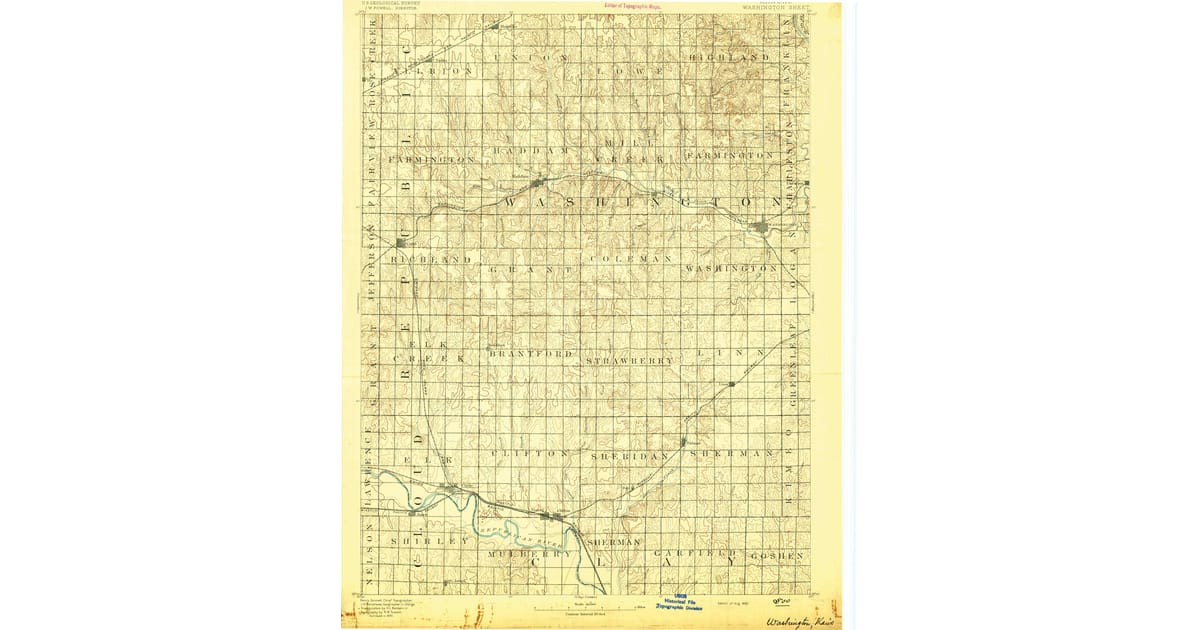 Old Maps of Washington KS for - Washington Washington County Ks Usgs Topo 1893 Og 1200x630 