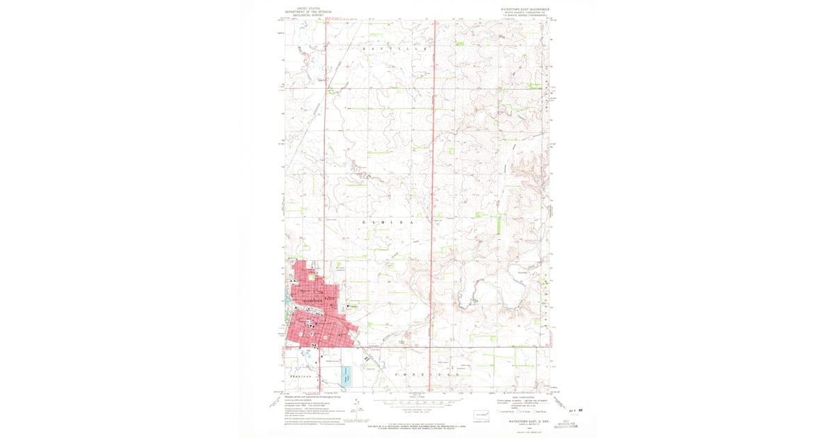 1969 Map of Watertown East, Codington County, SD — High-Res | Pastmaps