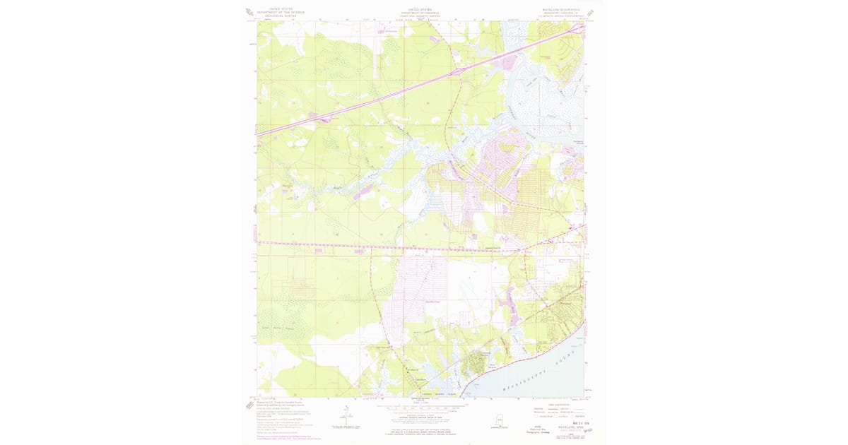 1956 Map of Waveland, MS — HighRes, 1978 Print Pastmaps