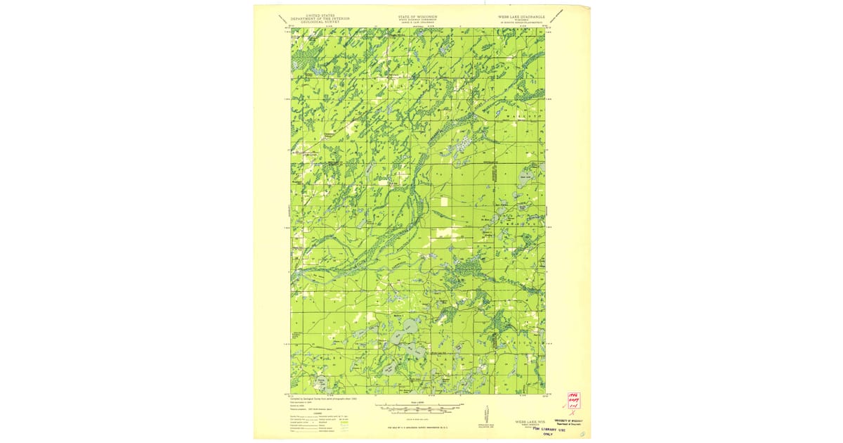 Web Lake Map 1949 Map of Webb Lake, Burnett County, WI — High-Res | Pastmaps