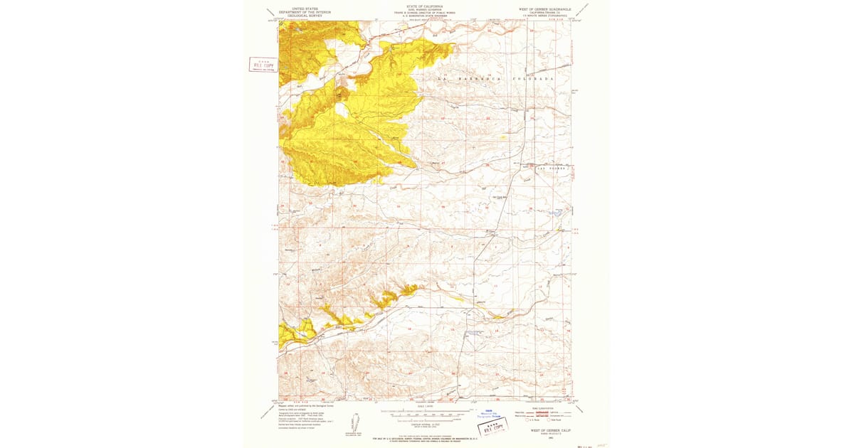 Gerber Ranch Map 1951 Map of West of Gerber, Tehama County, CA — High-Res | Pastmaps