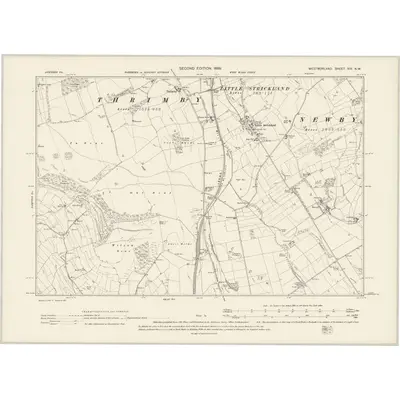 1897 Map of Westmorland XIV.NW, 1899 Print