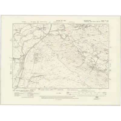 1911 Map of Westmorland XL.SW, 1920 Print