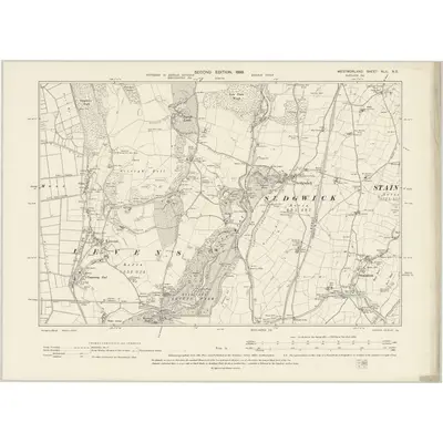 1896 Map of Westmorland XLII.NE, 1899 Print
