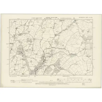 1896 Map of Westmorland XLIII.NW, 1899 Print
