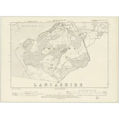 1896 Map of Westmorland XLVI.SW, 1899 Print
