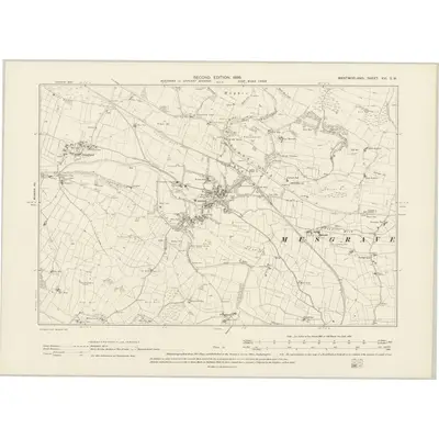 1897 Map of Westmorland XVI.SW, 1899 Print