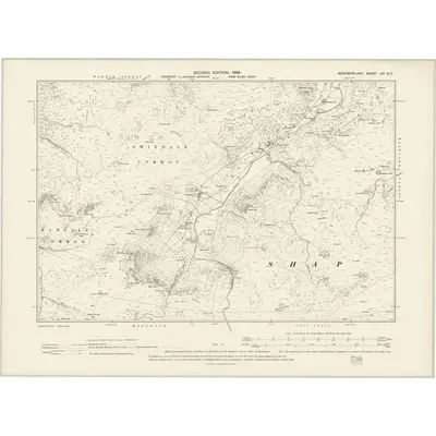 1897 Map of Westmorland XX.NE, 1899 Print
