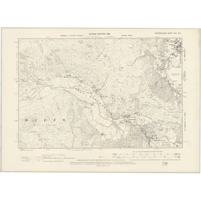 1897 Map of Westmorland XXV.NE, 1899 Print