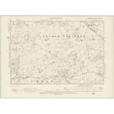 1896 Map of Westmorland XXXIII.SW, 1899 Print