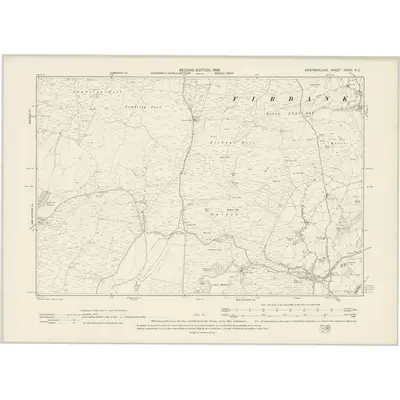 1896 Map of Westmorland XXXIX.NE, 1899 Print