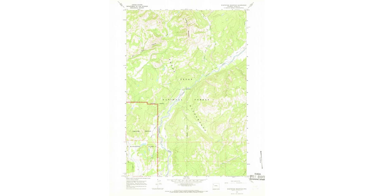 1965 Map of Whetstone Mountain, Teton County, WY — High-Res | Pastmaps