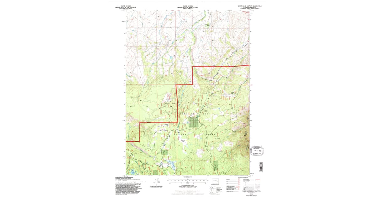 1992 Map of White Rock Canyon, Carbon County, WY — High-Res | Pastmaps