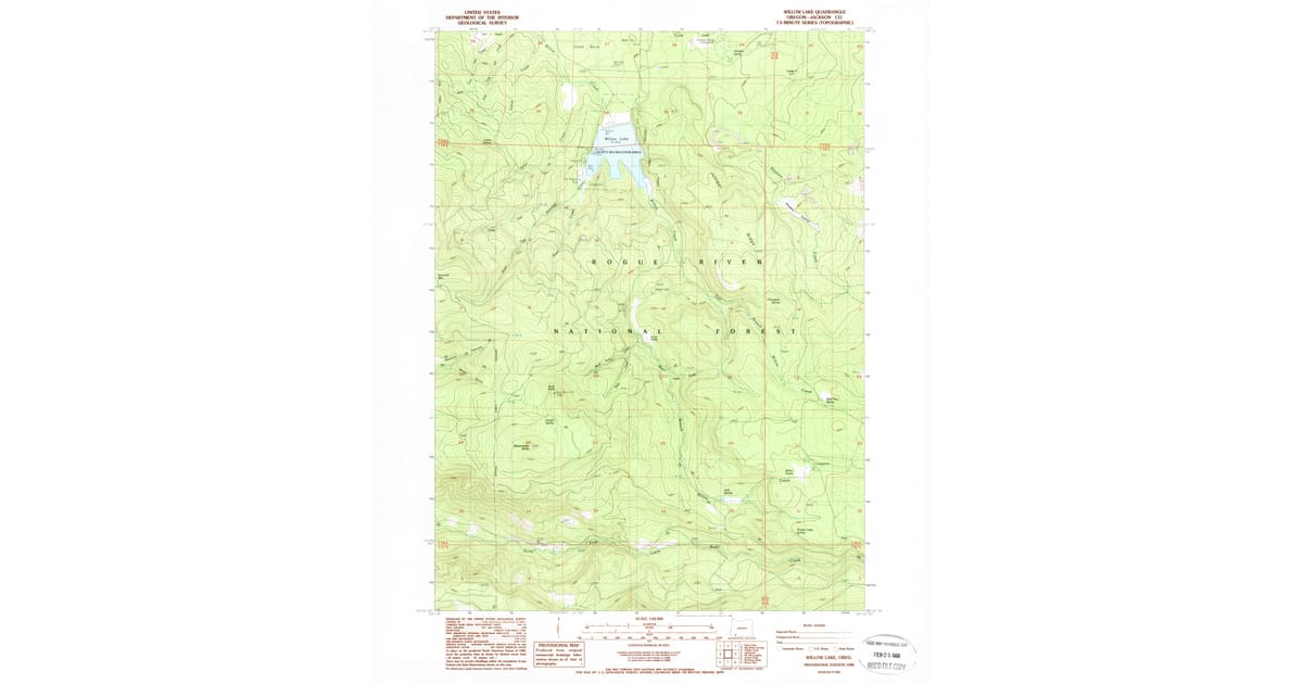 1988 Map of Willow Lake, Jackson County, OR — High-Res | Pastmaps